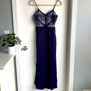 Navy with Aztec design maxi dress